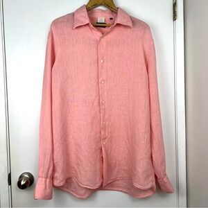 Robert Friedman Made In Italy Fine Linen Men’s Shirt size XL Rose Quiet Luxury